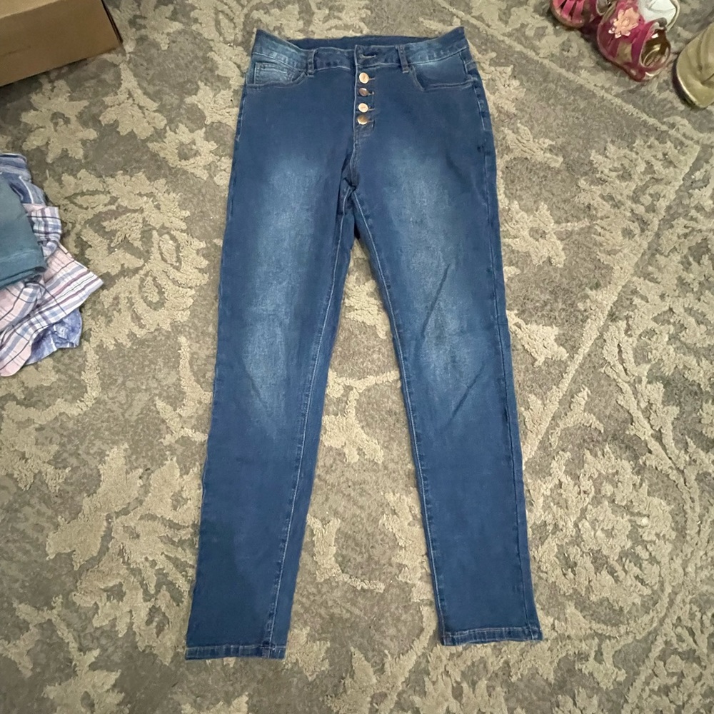 Never worn denim skinny jeans but also kind of a boot cut